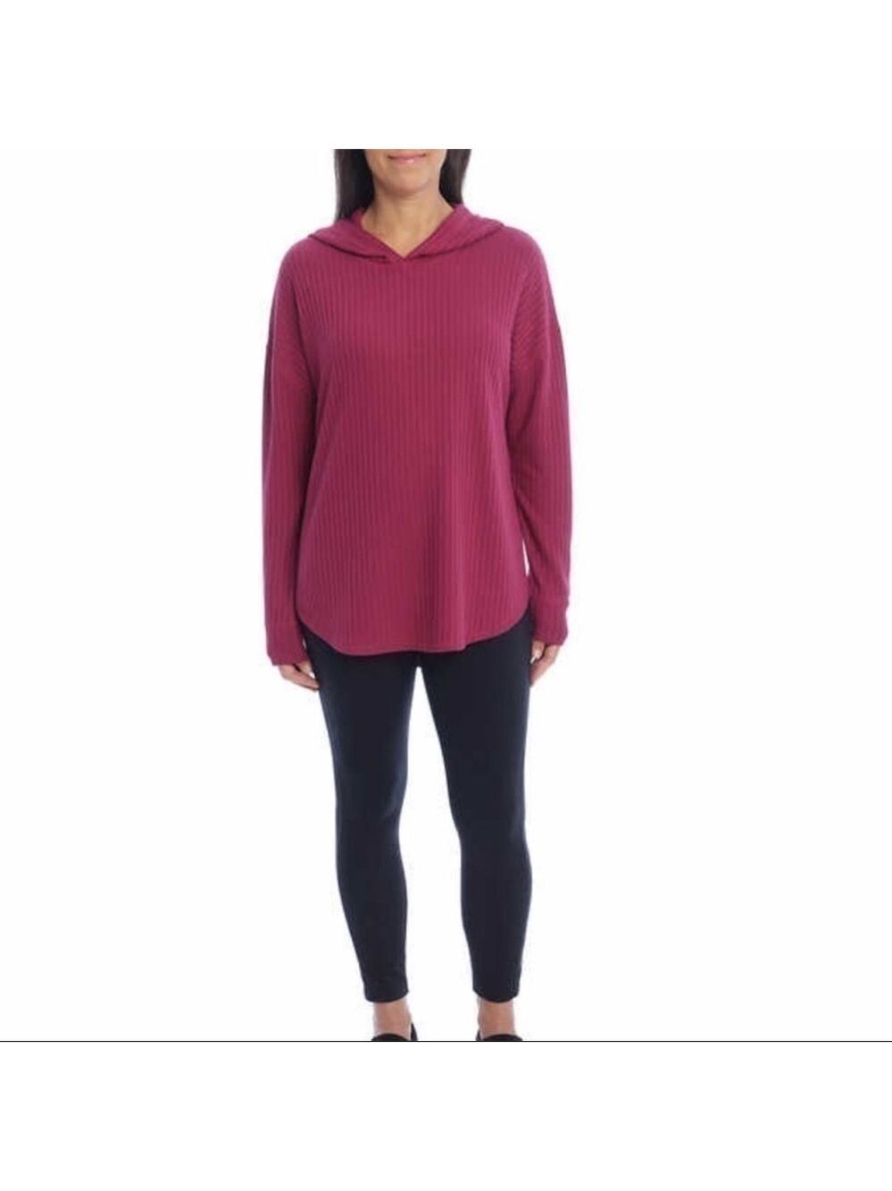 𝅺new-chaser Super Soft, Sporty, Relaxed Fit, LongSleeve, Plum Thermal Hoodie LG